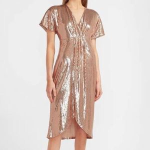 NEW Express Rose Gold Sequin Party Cocktail Dress Small